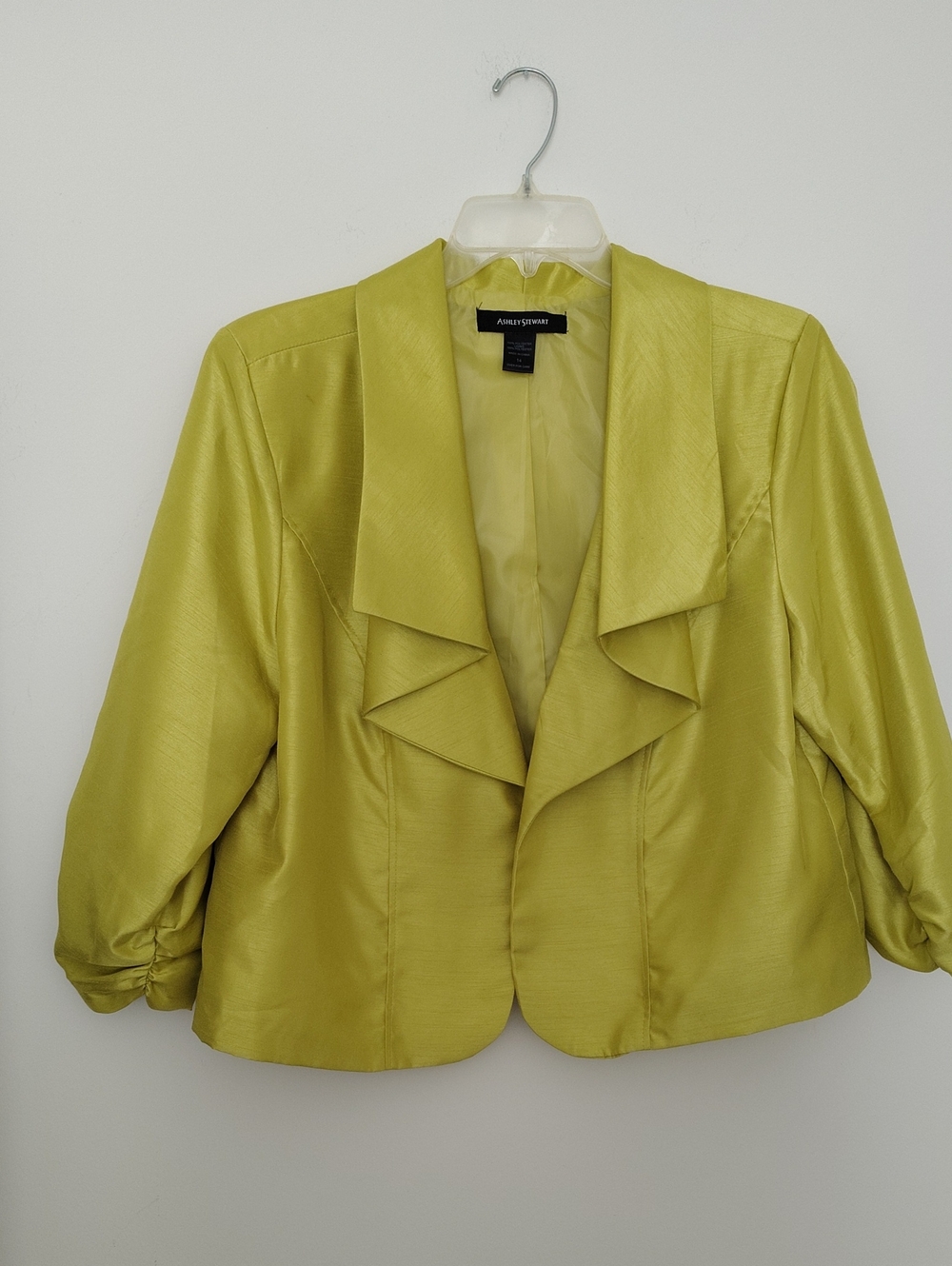 Ashley Stewart Chartreuse Draped-Front Jacket Size 14